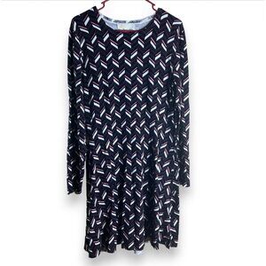 NWT Michael Kors Knit Sweater Dress Chevron Stripe Long Sleeve Retro Mod Shift L